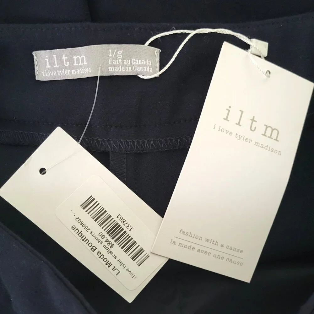 I Love Tyler Madison Shorts Large NWT Women Navy Blue Stretch Pockets
